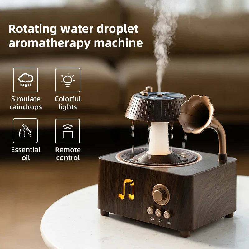 Vintage Rotating Gramophone Air Humidifier with Remote