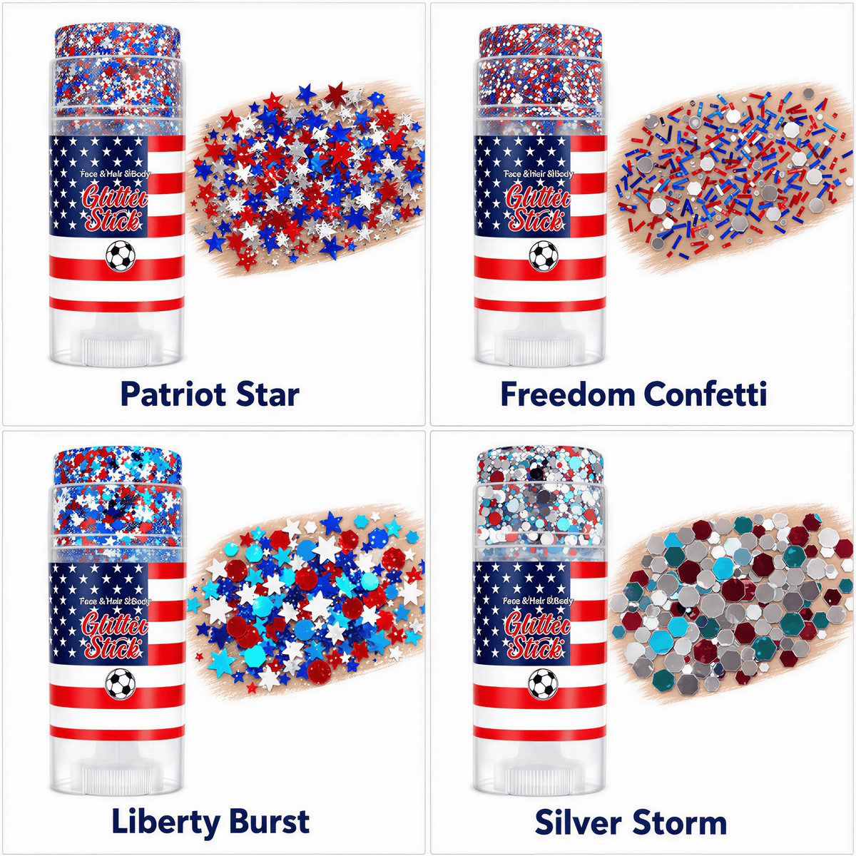 🦅4th of July Glitter Stick✨🔔Red, White & Blue Body & Hair Sparkle