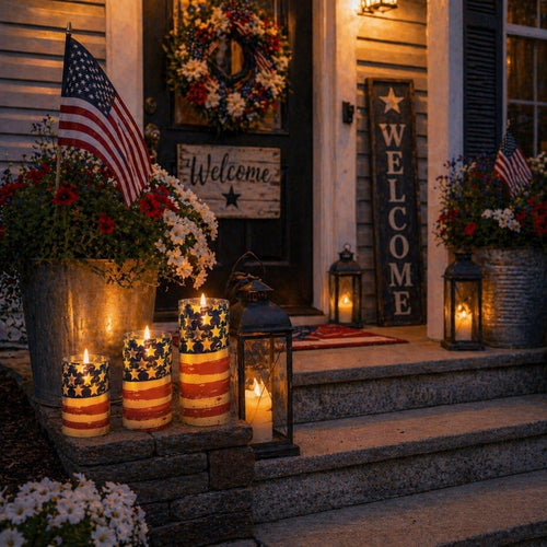 🔥 2026 Hot Sale - 🇺🇸 3-Piece Patriotic Flameless Candle Set – Perfect 4th of July & Summer Home Decor 🕯️🇺🇸