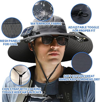 🎁Best father‘s Day Gifts❤2025 New Ultralight Solar Fan Sun Hat 🌞– Lighter Than a Baseball!⚾(Only 11oz)