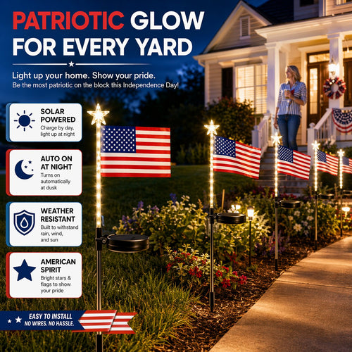 Solar American Flag Lights
