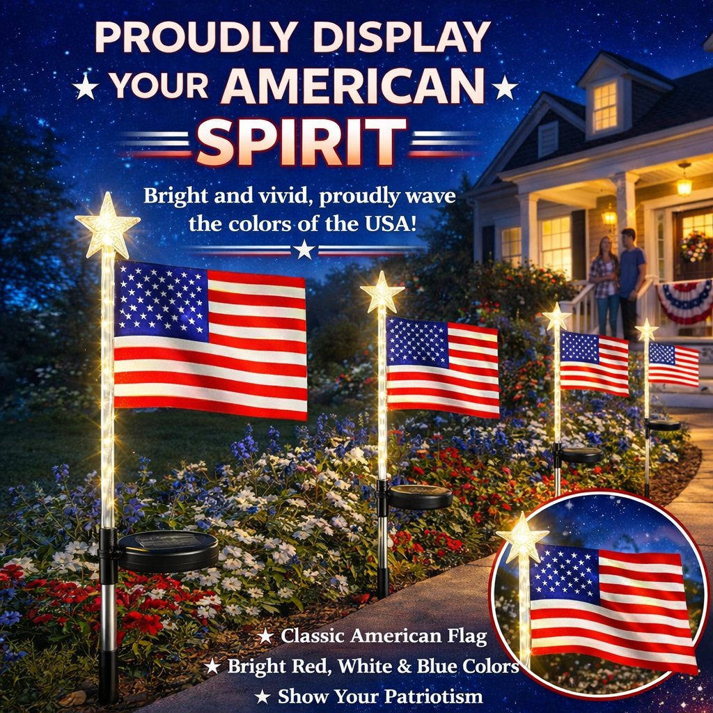 Solar American Flag Lights