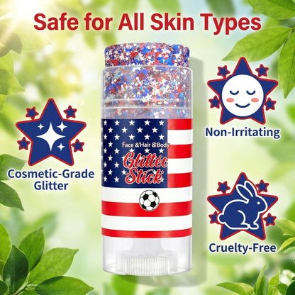 🦅4th of July Glitter Stick✨🔔Red, White & Blue Body & Hair Sparkle