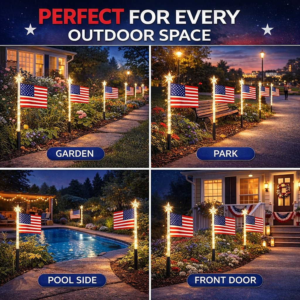 Solar American Flag Lights