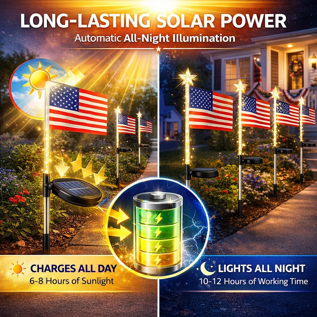 Solar American Flag Lights