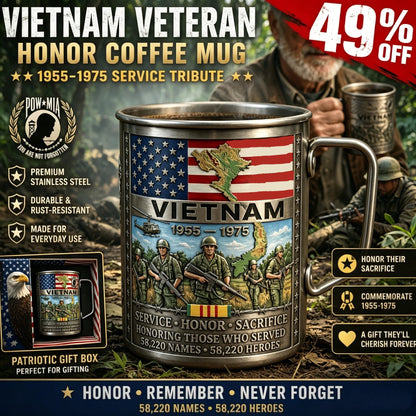 🔥LAST DAY 49% OFF 🎖️Vietnam Veteran Honor Coffee Mug – 1955-1975 Service Tribute