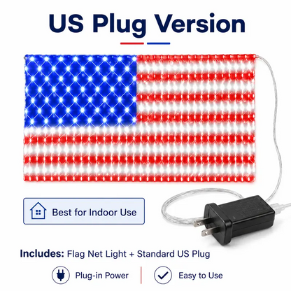 Last Day 49% OFF🔥Solar American Flag Lights Outdoor American Flag Net Lights 6.5ft x 3.28ft Super Bright