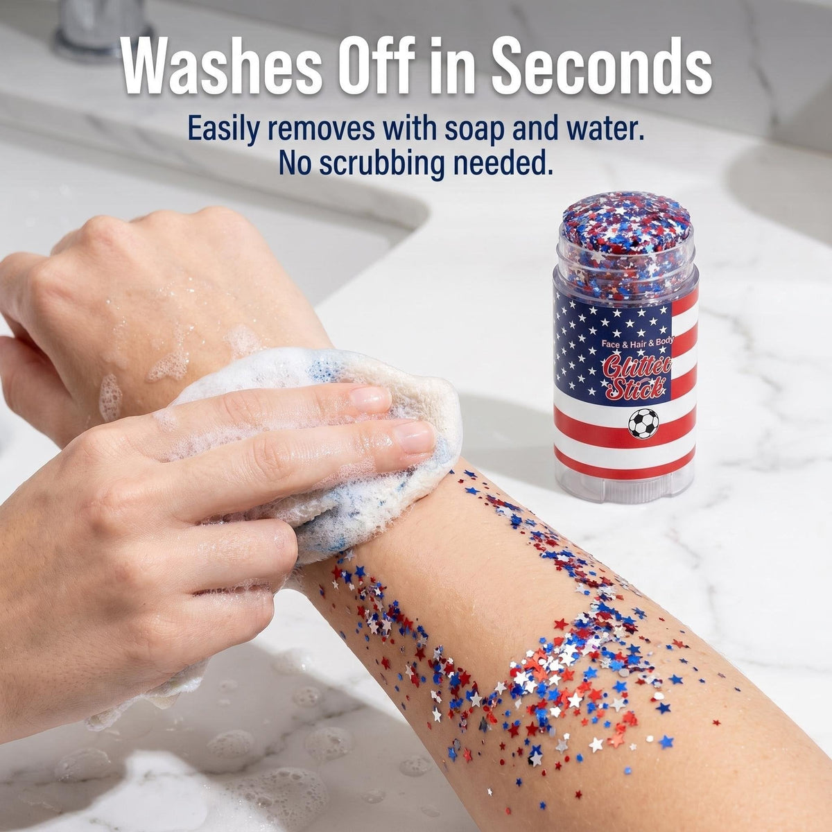 🦅4th of July Glitter Stick✨🔔Red, White & Blue Body & Hair Sparkle