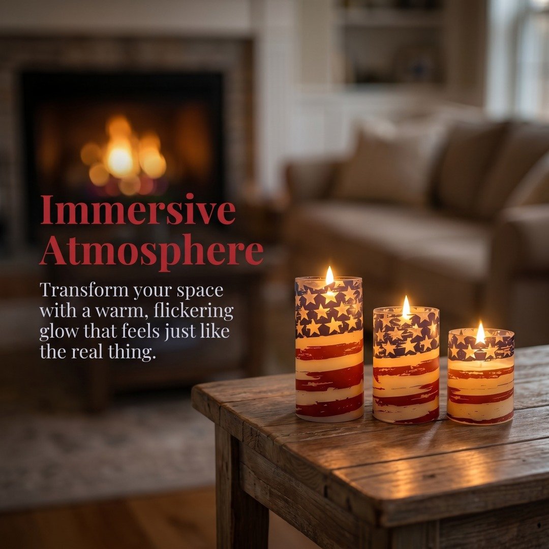 🔥 2026 Hot Sale - 🇺🇸 3-Piece Patriotic Flameless Candle Set – Perfect 4th of July & Summer Home Decor 🕯️🇺🇸