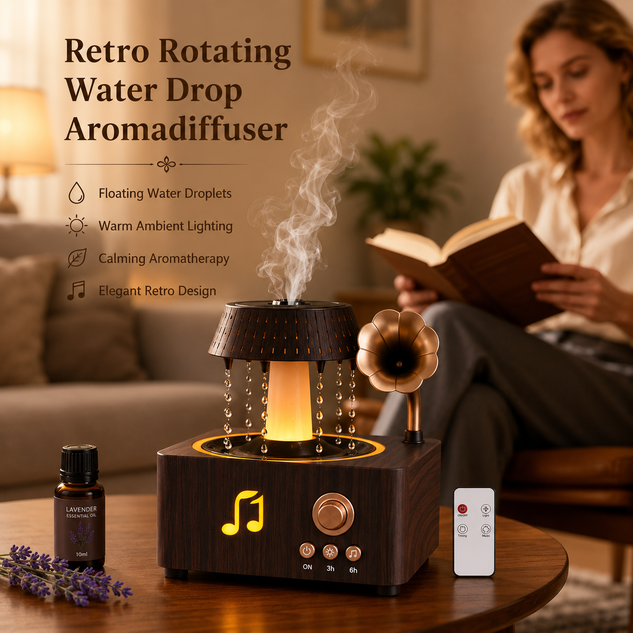 Vintage Rotating Gramophone Air Humidifier with Remote