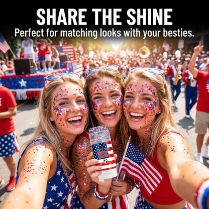 🦅4th of July Glitter Stick✨🔔Red, White & Blue Body & Hair Sparkle