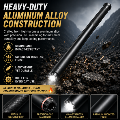 🔦 Heavy-Duty Aluminum Alloy LED Flashlight – 3 Lighting Modes, Long-Range Beam & Non-Slip Grip