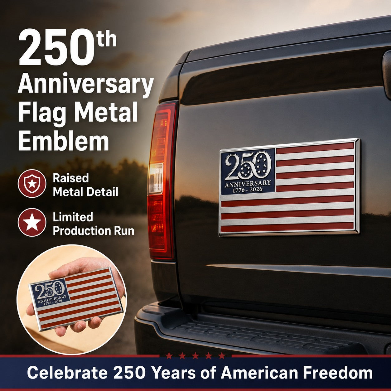 🔥250th Anniversary Metal Flag Emblem🔥