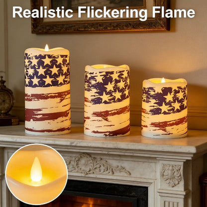🔥 2026 Hot Sale - 🇺🇸 3-Piece Patriotic Flameless Candle Set – Perfect 4th of July & Summer Home Decor 🕯️🇺🇸