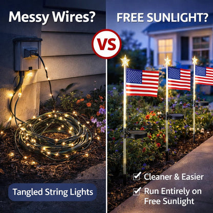 Solar American Flag Lights