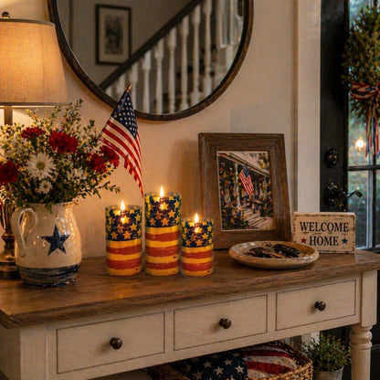 🔥 2026 Hot Sale - 🇺🇸 3-Piece Patriotic Flameless Candle Set – Perfect 4th of July & Summer Home Decor 🕯️🇺🇸