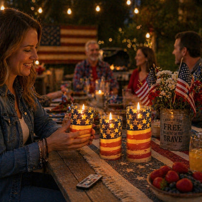 🔥 2026 Hot Sale - 🇺🇸 3-Piece Patriotic Flameless Candle Set – Perfect 4th of July & Summer Home Decor 🕯️🇺🇸