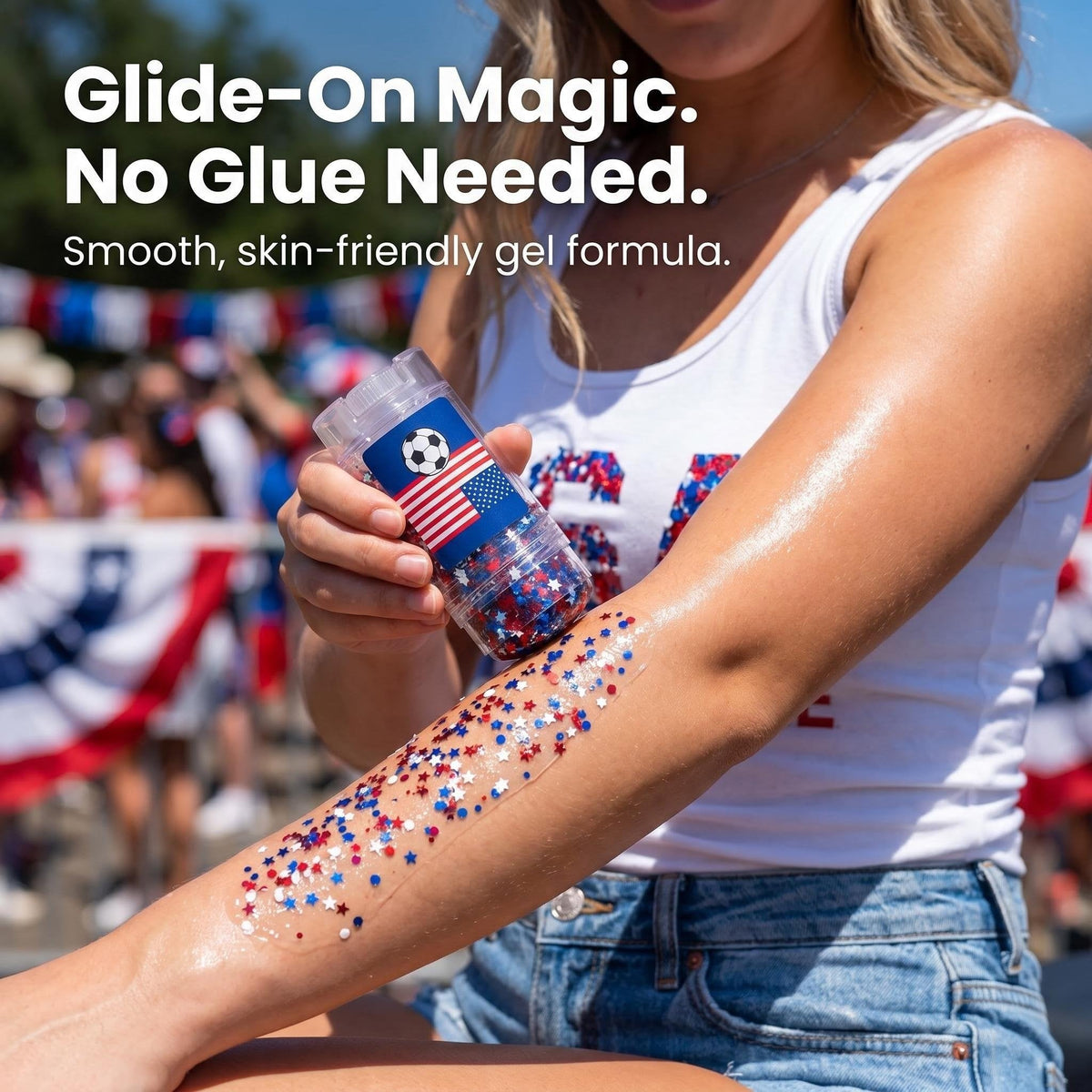 🦅4th of July Glitter Stick✨🔔Red, White & Blue Body & Hair Sparkle
